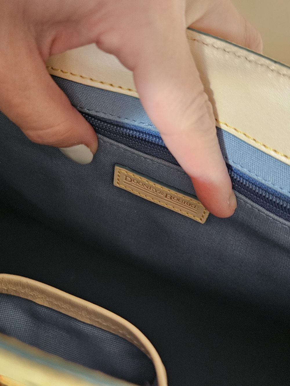 Dooney & Bourke Cream Multicolor DB Logo Satchel with Heart Tag - Picture 5 of 6